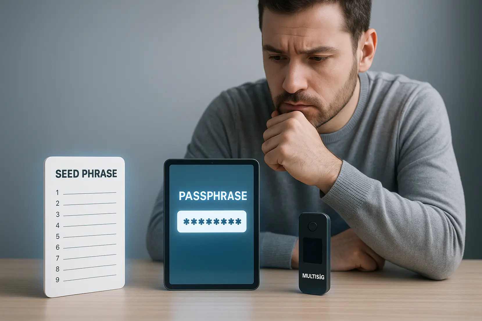 Bezpieczne self-custody: seed, passphrase i multisig – co wybrać?